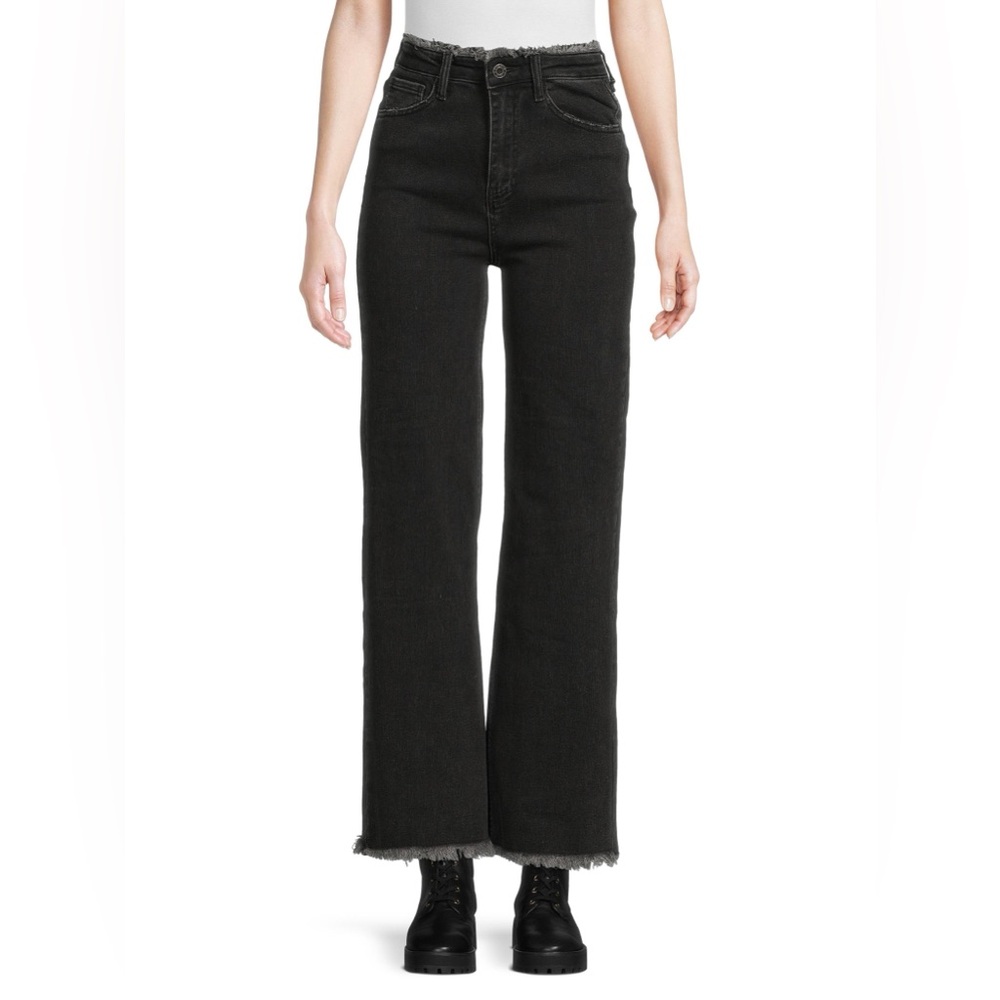 NWT Etienne Marcel Frayed Wide Leg Jeans in Black size 29